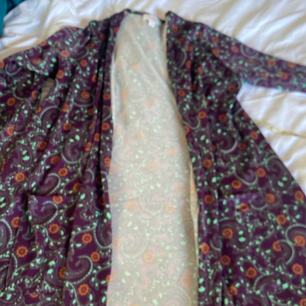 LuLaRoe small 
Multicolored long open cardigan